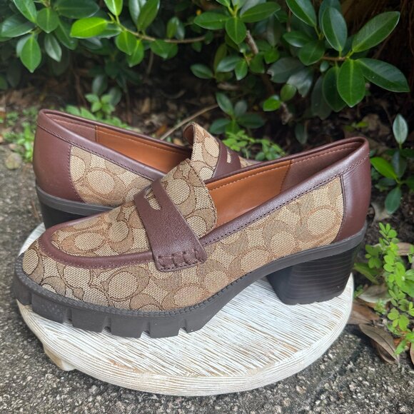 COACH COLLEEN LOAFER 8.5 SIGNATURE MONOGRAM JACQUARD Women's Retro Preppy New - Picture 2 of 12